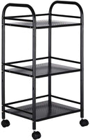 Carrello Portaoggetti da Cucina 40x35x75 cm 3 Livelli con Ruote Nero