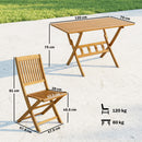 Set 5 Pezzi da Pranzo per Giardino Tavolo e 4 Sedie Pieghevoli in Legno di Acacia Naturale      