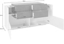 Credenza 2 Ante Battenti e 4 Cassetti 160x86x45 cm New Coro Bianco Lucido e Acero Pereira