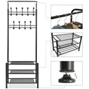 Stand Appendiabiti con scarpiera 65x29xH190 cm per corridoio 3 ripiani Nero
