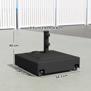 Base per Ombrellone a Rotelle con Freni, con Acqua 40kg/Sabbia 61kg, per Pali Ombrelloni da Ø35/38/48mm, Nero      