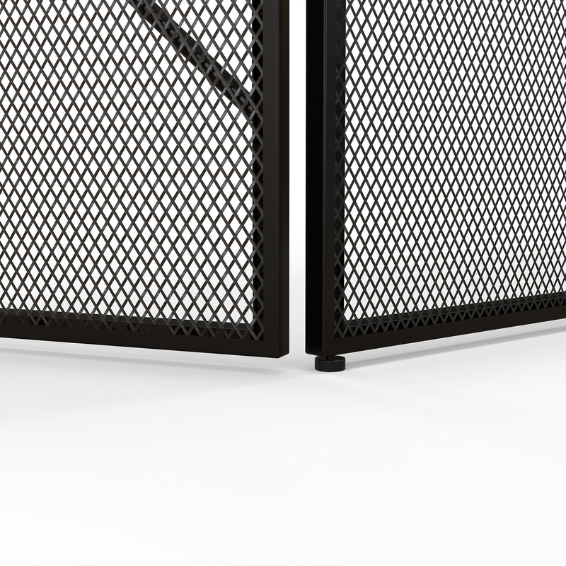 Parascintille con Antine 135x1,2x85 cm Pieghevole a 3 Pannelli Design Geometrico in Acciaio Nero