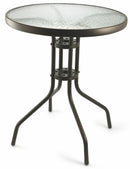 Tavolo da Giardino Rotondo in Metallo Ø60 cm Piano in Vetro Soriani