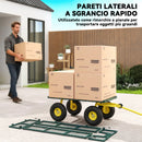 Carrello da Giardino 104x54x51 cm con Capacità 200 kg e Pareti Laterali Rimovibili in Acciaio Verde e Giallo      