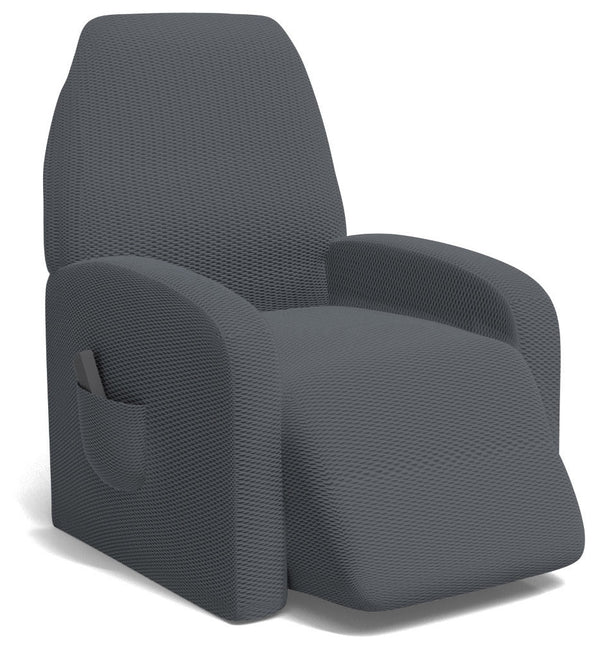 sconto Housse de fauteuil inclinable extensible taille unique avec poche latérale gris foncé