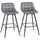 Lot de 2 Tabourets de Bar Rembourrés 45x47x88 cm en Métal et Tissu Velours Gris