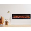 Camino Elettrico da Incasso 50,7x20x200 cm 1500W Effetto Fiamma Sined Vesuvio Nero