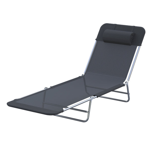 Bain de soleil de jardin pliant en acier et tissu 185x56x24,5 cm Noir sconto