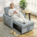 Poltrona Letto 3 in 1 con Schienale Reclinabile e Cuscino 88x84x87 cm Rivestimento in Ciniglia Grigio      