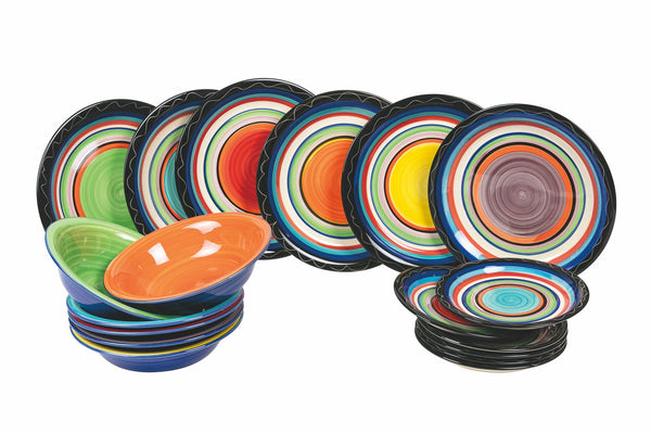 online Service de Table 18 Pièces en Grès VdE Tivoli 1996 Cancun Multicolore