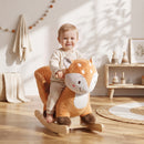 Cavallo a Dondolo per Bambini 1-3 Anni 60x32x49 cm a Forma di Cerbiatto Maculato con Suoni Realistici in Legno e Peluche Marrone Rossiccio      