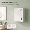 Armadietto Porta Medicinali da Parete 40x18x60 cm con 2 Chiavi e 6 Scomparti in Acciaio Laminato Bianco      