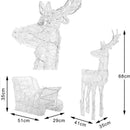 Slitta e Renne Natalizie 3D Luminose 240 LED da Esterno a Batteria in Plastica e Metallo Bianco Caldo      