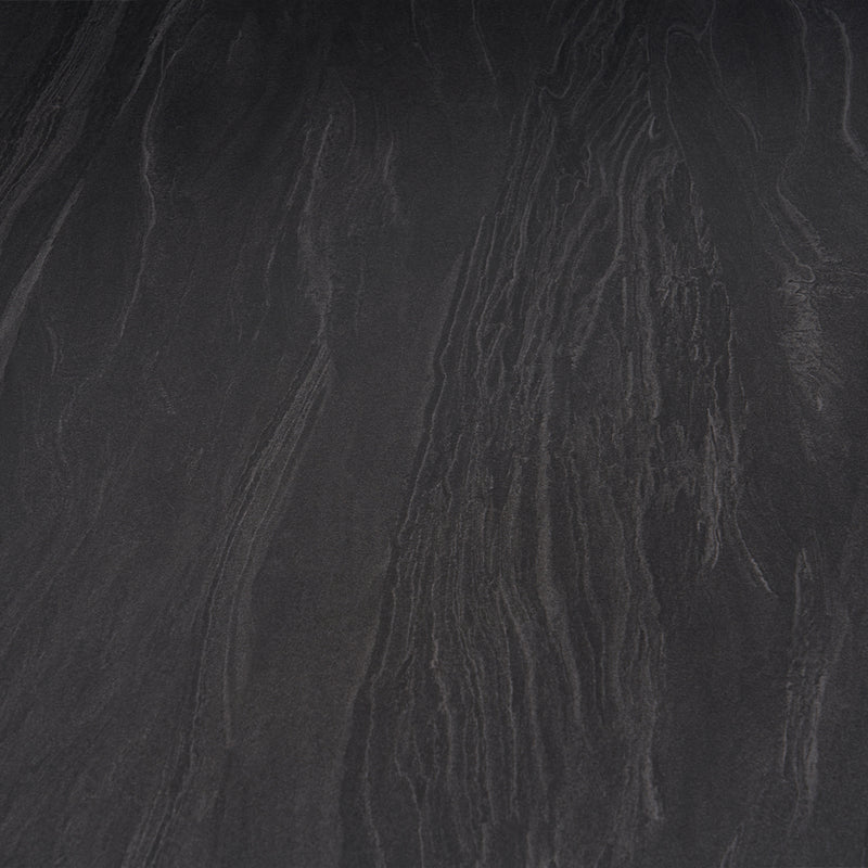 Tavolo Allungabile Piano Rotante 140-180x90x77 cm in Ceramica Effetto Marmo Nero