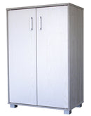 Mobile Scarpiera 2 Ante 5 Ripiani 60x36x89,7 cm in Legno Grigio e Bianco