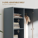 Armadio Moderno 80x50x124 cm Appendiabiti Cassetti e Mensole in Truciolare Grigio Scuro   