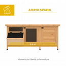Conigliera da Esterno 112x50x54 cm con Tetto in Asfalto Casetta Vassoi e Mangiatoia in Legno Giallo      