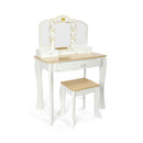 Toeletta Trucco per Bambine Consolle con Specchio e Sgabello in Legno  