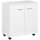 Mobile TV in legno con Ruote e 2 ante Bianco 60x35x65 cm 