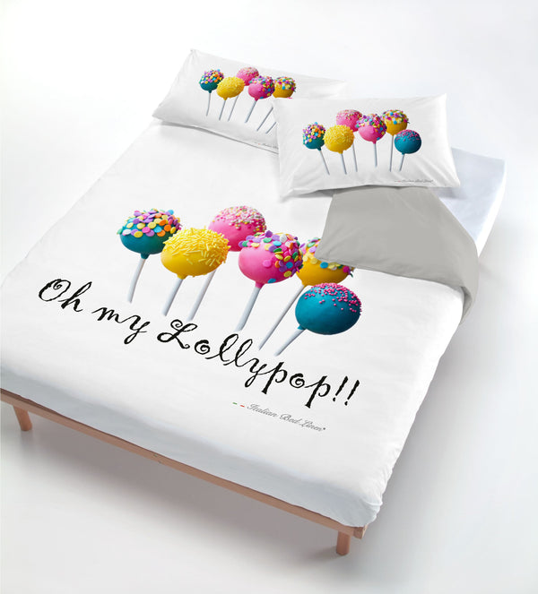 prezzo Housse de couette avec imprimé sur le sac et taies d'oreiller Lollypop