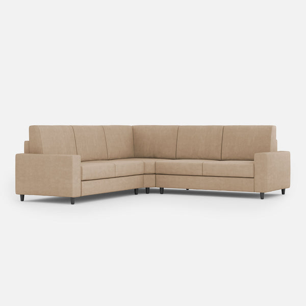 Divano Angolare 5 Posti 226x226x85 cm Sakar in Tessuto Beige sconto