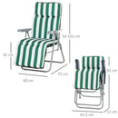 Set 2 Sedie a Sdraio da Giardino Sdraio Prendisole con Braccioli Reclinabili bianco e verde 