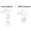 Coppia di Sanitari WC e Bidet Sospesi Filo Muro in Ceramica 36,5x58x33cm Bianco