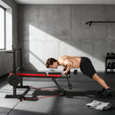 Panca Fitness con Rack per Pesi Schienale e Sedile Regolabili Dip Station Capacità 420 kg in Acciaio Nero e Rosso      