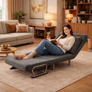 Poltrona Letto Reclinabile Chaise Lounge con Seduta Imbottita Convertibile in Velluto a Coste Grigio