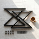 Set 2 Gambe per Tavolo 60x10x43 cm a Forma di X con 12 Viti e 4 Piedini Regolabili Stile Industriale in Acciaio Nero      