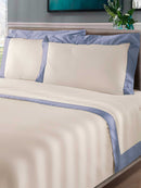 Set Lenzuola Sopra Sotto e Federe Bordi in Raso Garrini Eveline Avorio/Valanga Varie Misure