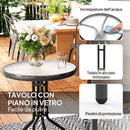 Set Salotto da Giardino 3 Pezzi con 2 Sedie e Tavolino Rotondo in Acciaio Nero  