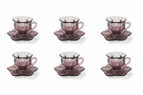 prezzo Set de 6 Tasses à Café Ø7x7 cm en Verre VdE Tivoli 1996 Violet