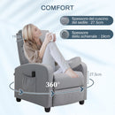 Poltrona Relax Massaggiante 68x88x98 cm con Telecomando e 8 Programmi Reclinazione e Poggiapiedi Grigio Chiaro 