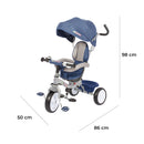 Triciclo Passeggino per Bambini 86x50x98 cm con Parasole Colibrino Blu Jeans