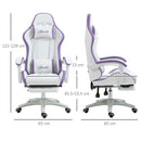 Sedia da Gaming con Schienale Reclinabile 65x65x121-129 cm in Finta Pelle PU Bianco e Viola  