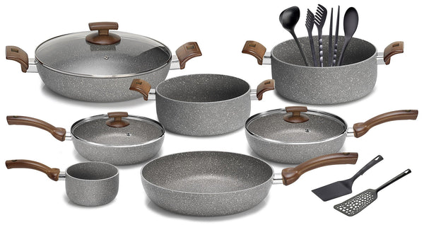 Batterie de cuisine 16 pièces Olympia Woody en aluminium antiadhésif prezzo