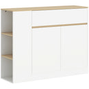 Credenza Cucina 105x30x81,5 cm con 2 Ante Ripiano Regolabile 2 Cassetti e 3 Scomparti Aperti in Truciolato e MDF Bianco      