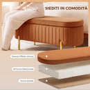 Panca Contenitore Ovale 72 L 107x42x45,5 cm con Coperchio Sollevabile in Velluto e Compensato Marrone      