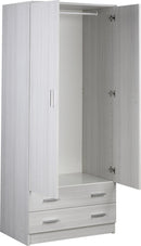 Armadio 2 Ante 2 Cassetti 77x182x52 cm Eucalipto