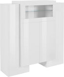 Mobile Vetrina 5 Ante 130x45x135 cm Pillon Bianco Lucido