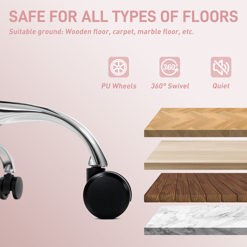 Sedia da Ufficio Ergonomica Rinforzata con Braccioli Regolabili Poggiapiedi e Poggiatesta in PU Rosa      