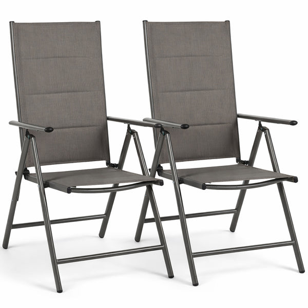 sconto Set 2 Sedie Sdraio Pieghevoli e Salvaspazio con Schienale Alto Ergonomico in Tessuto Tecnico Grigio