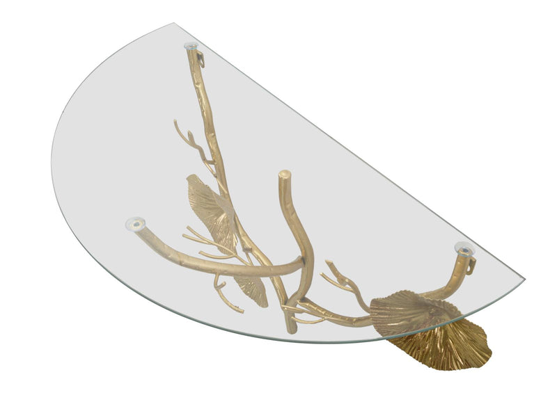 Comodino da Muro Tisty 60x40x30 cm in Ferro e Vetro Oro