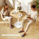 Tavolo da Pranzo Quadrato 60x60x75 cm con Piano Effetto Legno Base in Acciaio e Piedini Antiscivolo Legno Naturale      