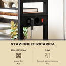 Carrello Porta Stampante a 4 Livelli 55x37.5x100 cm con Prese di Corrente Telaio in Metallo Marrone  