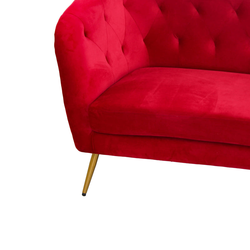 Divano 2 Posti 135x82 cm in Velluto Rubino