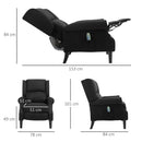 Poltrona Relax Massaggiante 78x83x101 cm in Tessuto Effetto Pelle Scamosciata Nero