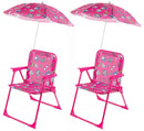 Set 2 Sedie Mare Spiaggine Pieghevoli per Bambini con Ombrello Soriani Oxford Glamour