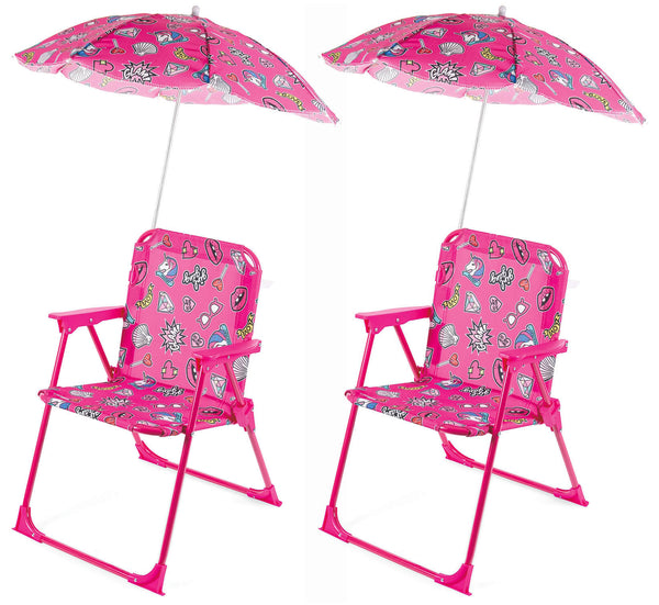 acquista Lot de 2 chaises de plage pliantes Spiaggine pour enfants avec parapluie Soriani Oxford Glamour